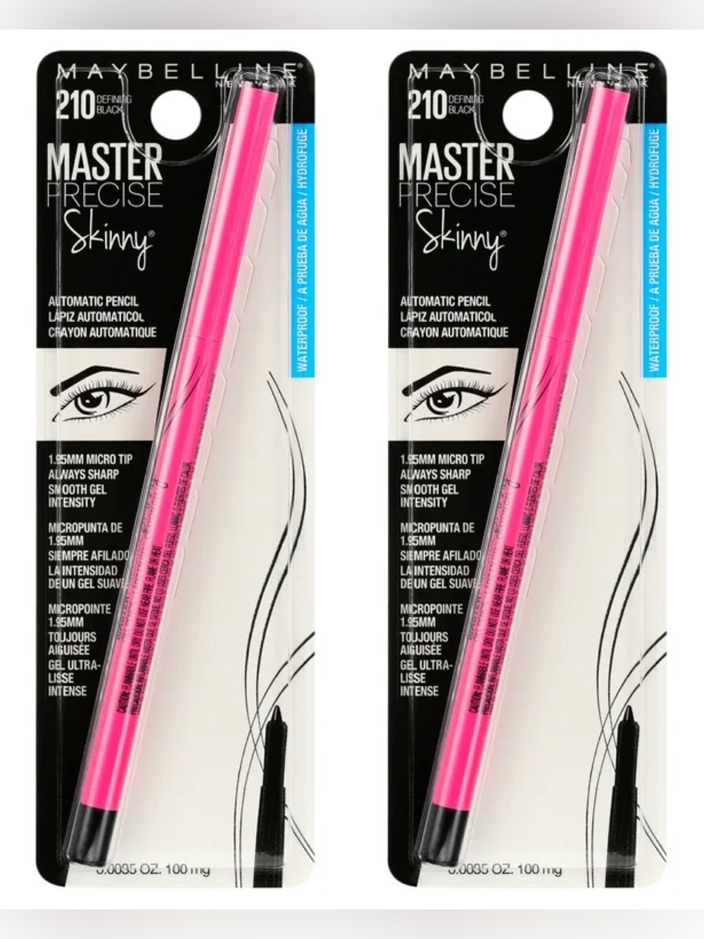 2X Maybelline Master Precise Skinny Eyeliner Pencil #210 defining black